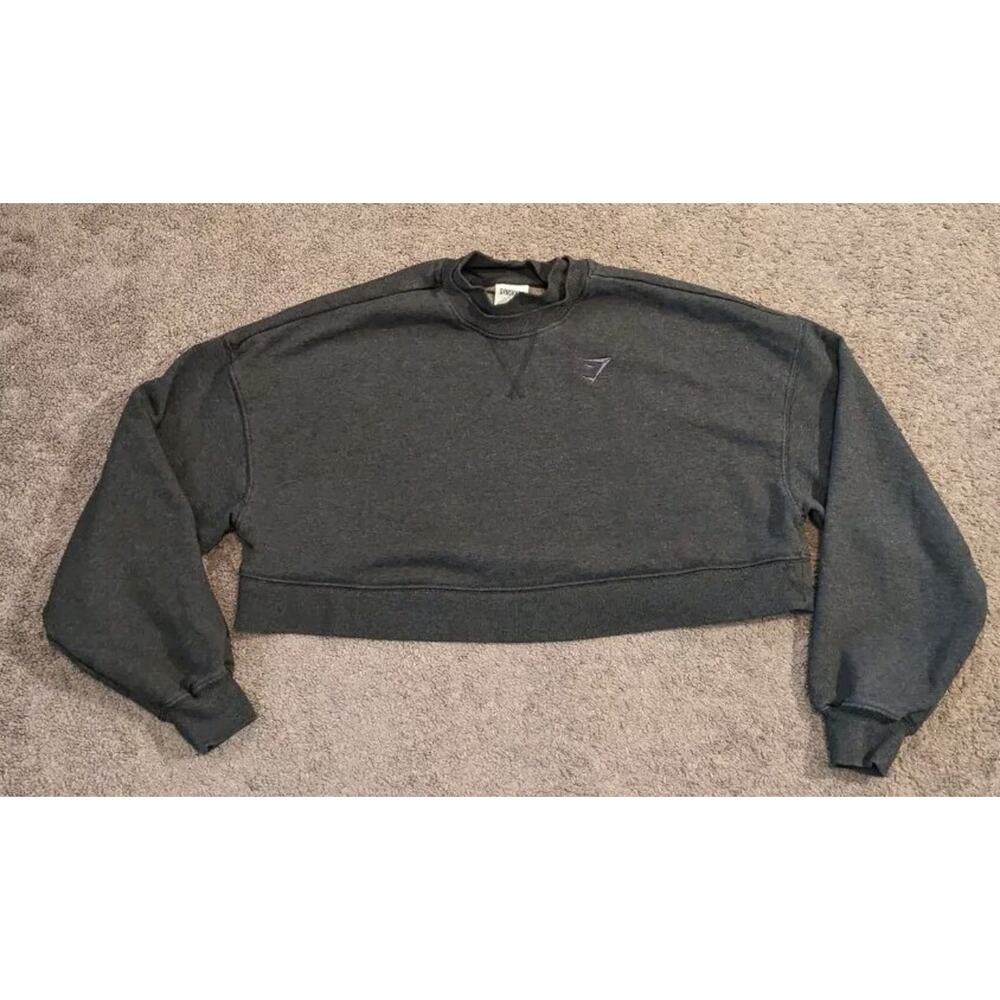 Women's Gymshark Rest Day Sweats Cropped Pullover Sweatshirt B3A9W Dark Gray